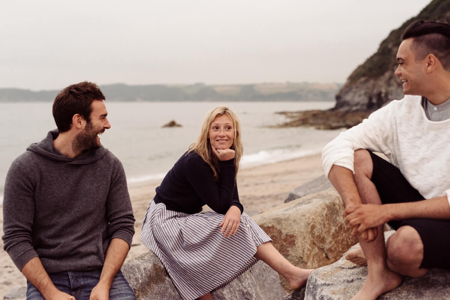 friends, by the sea on a grey day lifestyle photographer Tim Cole 
