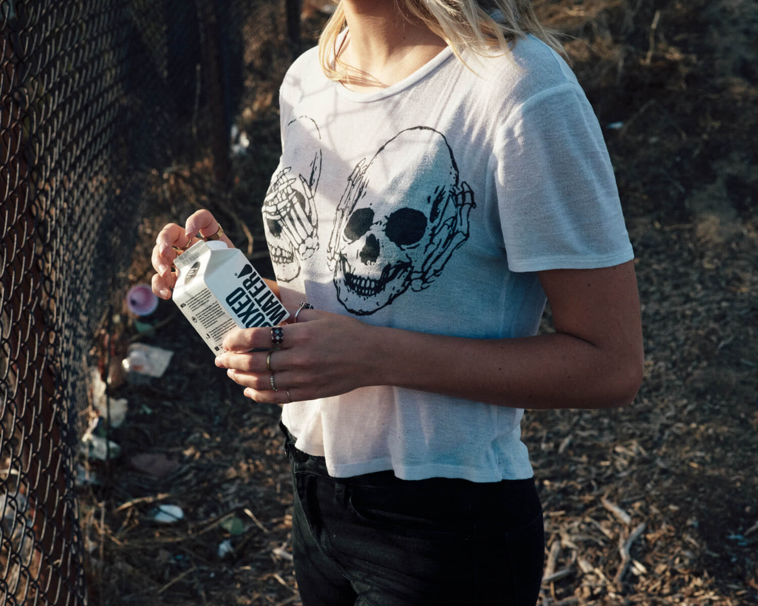 skull t-shirt, boxed water by lifestyle photographer 