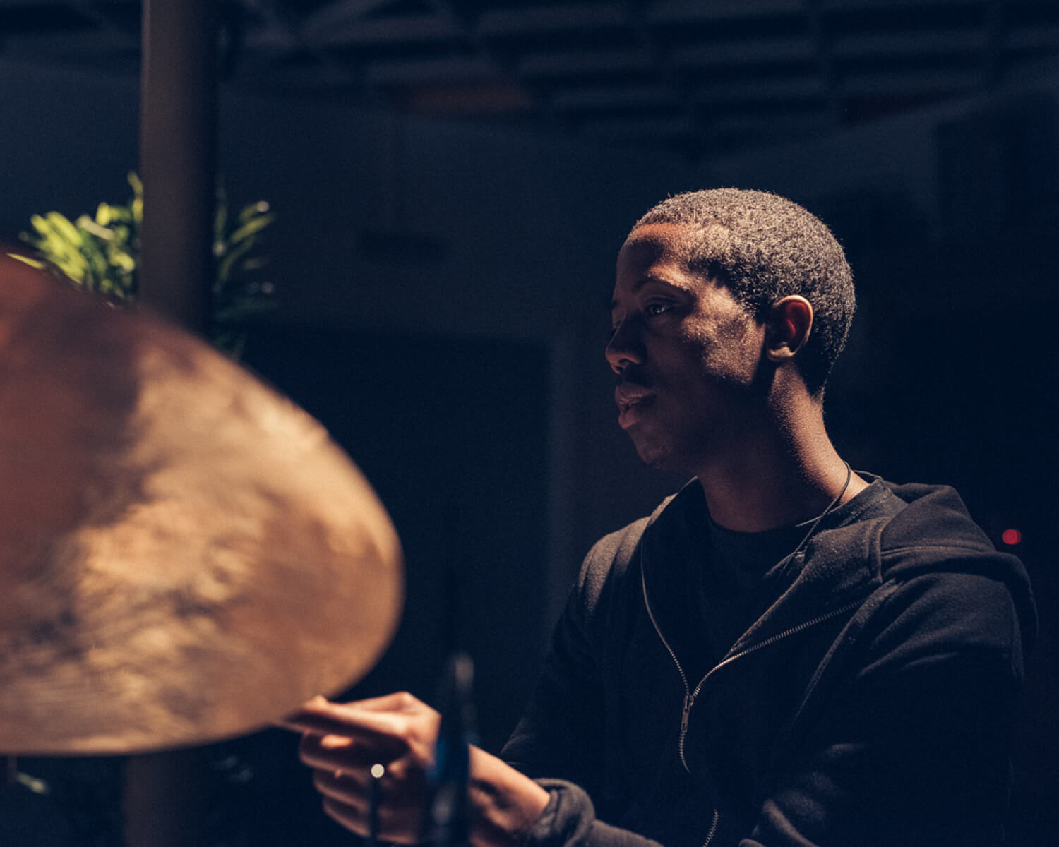 Moses Boyd on drums by portrait photographer Tim Cole